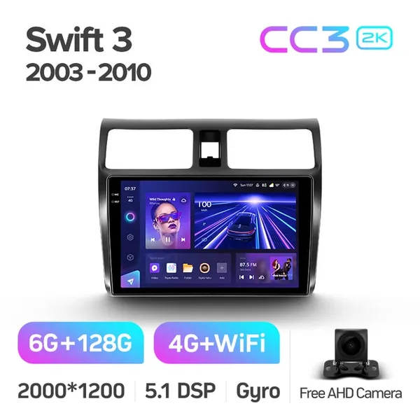 Штатная магнитола Teyes CC3 2k 6+128 Gb 360° Suzuki Swift 3 2003-2010 6