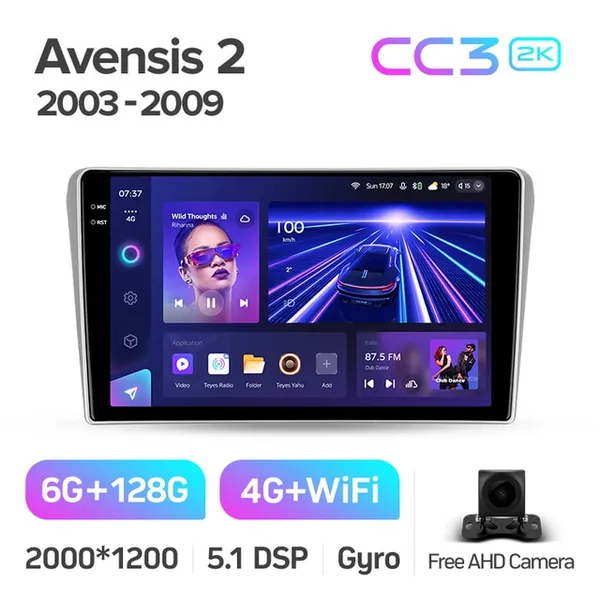 Штатная магнитола Teyes CC3 2k 6+128 Gb 360° Toyota Avensis T250 2 2003-2009 2