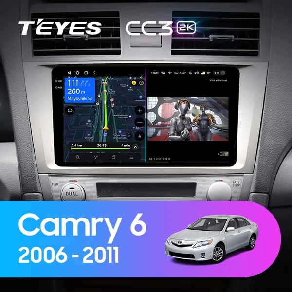 Штатная магнитола Teyes CC3 2k 6+128 Gb 360° Toyota Camry 6 XV 40 50 2006-2011