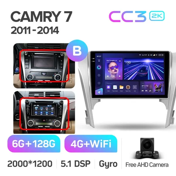 Штатная магнитола Teyes CC3 2k 6+128 Gb 360° Toyota Camry 7 XV 50 55 2011-2014 (B) 2