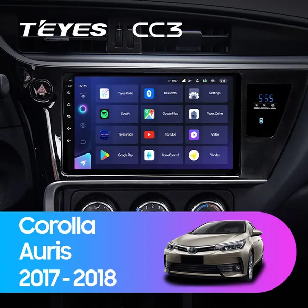 Штатна магнітола Teyes CC3 2k 6+128 Gb 360° Toyota Corolla 11 2017-2018 10"