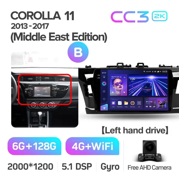 Штатная магнитола Teyes CC3 2k 6+128 Gb 360° Toyota Corolla 11 Middle East 2013-2017 (B) 2