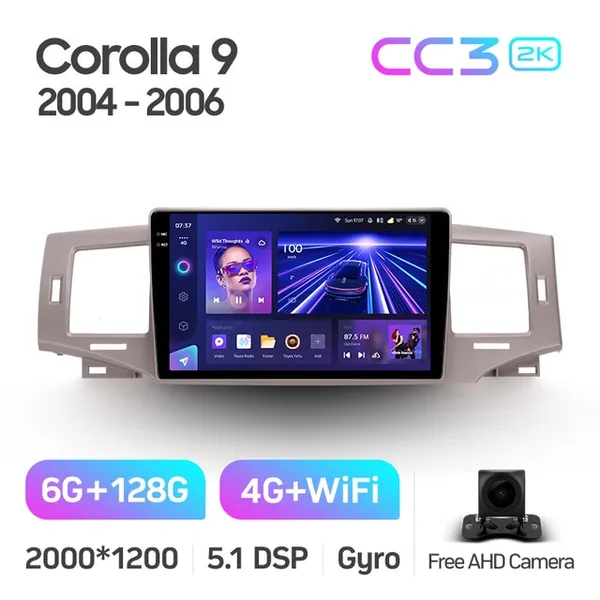 Штатна магнітола Teyes CC3 2k 6+128 Gb 360° Toyota Corolla 9 E120 2004-2006 2
