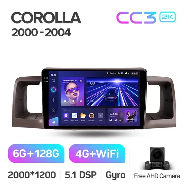 Штатна магнітола Teyes CC3 2k 6+128 Gb 360° Toyota Corolla E130 E120 2000-2004 (B) 2