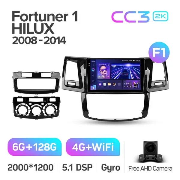 Штатна магнітола Teyes CC3 2k 6+128 Gb 360° Toyota Fortuner 1 AN50 AN60 HILUX Revo Vigo 2008-2014 (A) 2