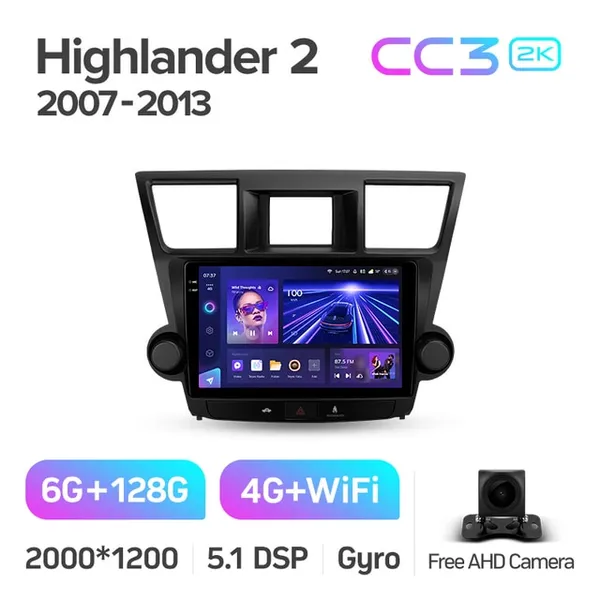 Штатна магнітола Teyes CC3 2k 6+128 Gb 360° Toyota Highlander 2 XU40 2007-2013 2