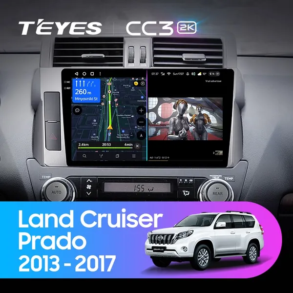 Штатная магнитола Teyes CC3 2k 6+128 Gb 360° Toyota Land Cruiser Prado 150 2013-2017