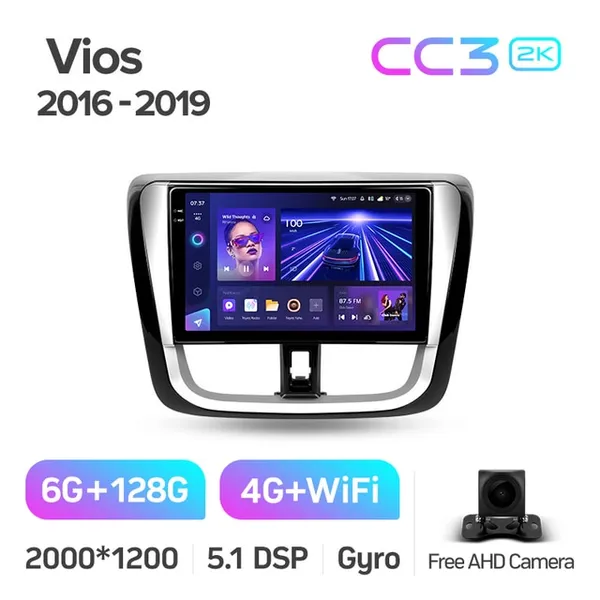 Штатная магнитола Teyes CC3 2k 6+128 Gb 360° Toyota Vios, Yaris L 2016-2019 2