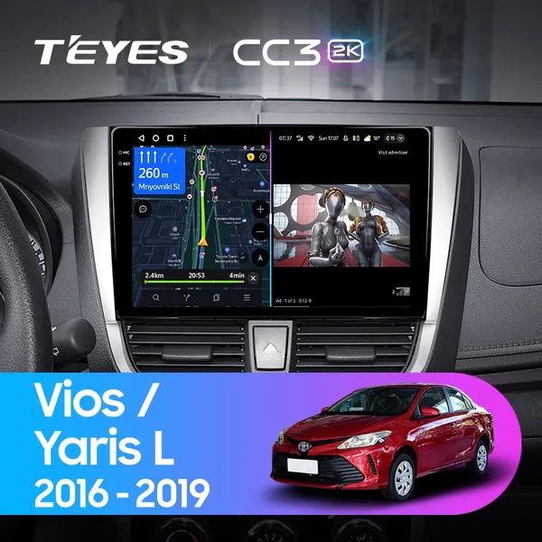 Штатная магнитола Teyes CC3 2k 6+128 Gb 360° Toyota Vios, Yaris L 2016-2019