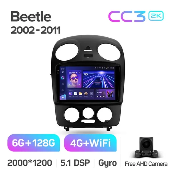 Штатная магнитола Teyes CC3 2k 6+128 Gb 360° Volkswagen Beetle A4 2002-2011 2