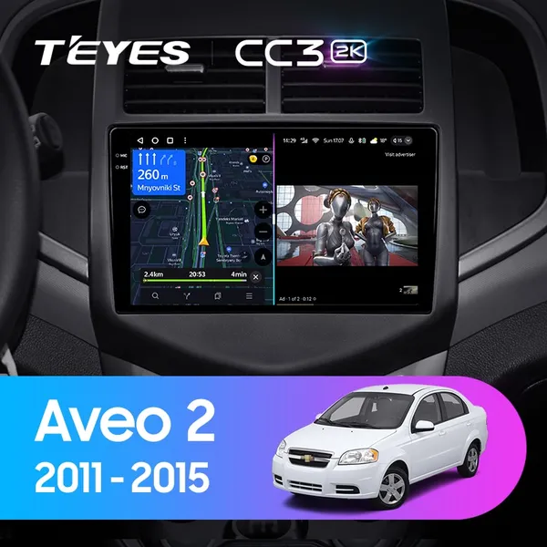 Штатная магнитола Teyes CC3 2k 6+128 Gb Chevrolet Aveo 2 2011-2015