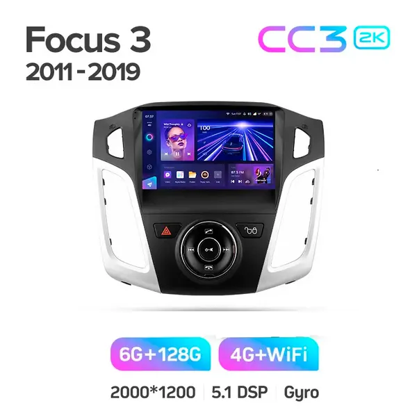 Штатная магнитола Teyes CC3 2k 6+128 Gb Ford Focus 3 Mk 3 2011-2019 2