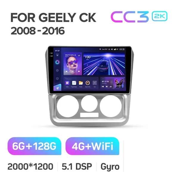 Штатна магнітола Teyes CC3 2k 6+128 Gb Geely CK 2008-2016 2