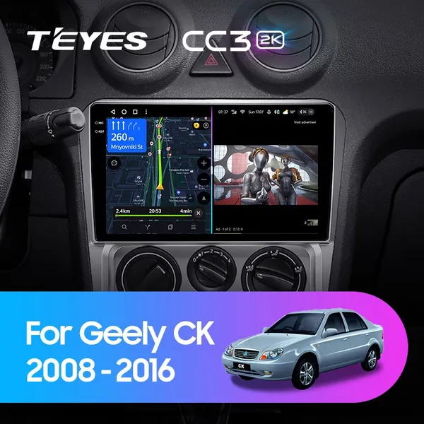 Штатна магнітола Teyes CC3 2k 6+128 Gb Geely CK 2008-2016