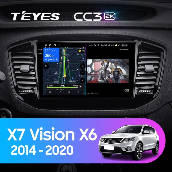 Штатная магнитола Teyes CC3 2k 6+128 Gb Geely Emgrand X7 Vision X6 Haoqing SUV 2014-2020