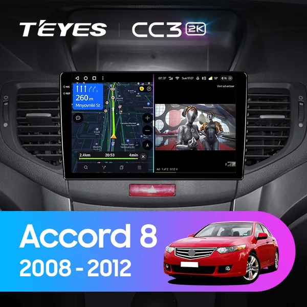 Штатна магнітола Teyes CC3 2k 6+128 Gb Honda Accord 8 2008-2012