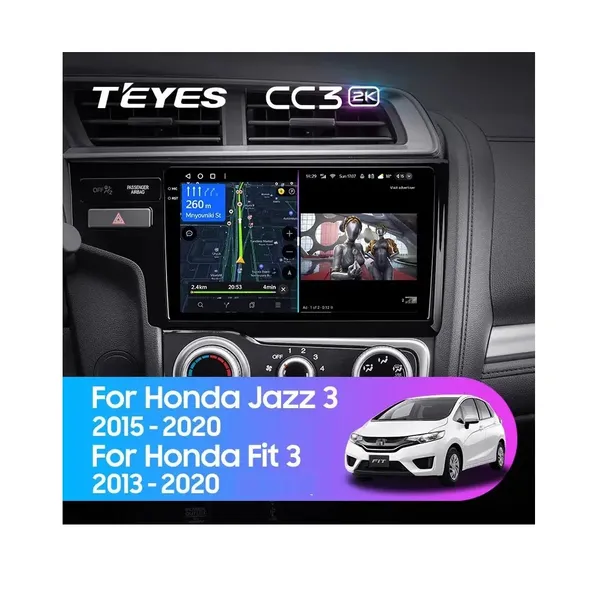 Штатная магнитола Teyes CC3 2k 6+128 Gb Honda Jazz 3, Fit 3 GP GK 2013-2020 (B)