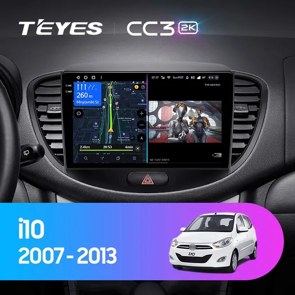 Штатная магнитола Teyes CC3 2k 6+128 Gb Hyundai i10 2007-2013
