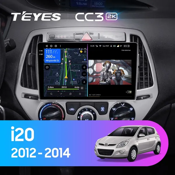 Штатная магнитола Teyes CC3 2k 6+128 Gb Hyundai i20 2 2012-2014