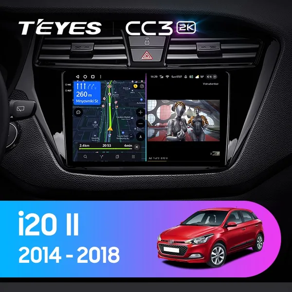Штатна магнітола Teyes CC3 2k 6+128 Gb Hyundai i20 2 GB 2014-2018 (L1)