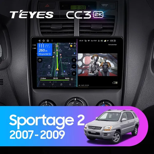 Штатна магнітола Teyes CC3 2k 6+128 Gb Kia Sportage 2 2007-2009