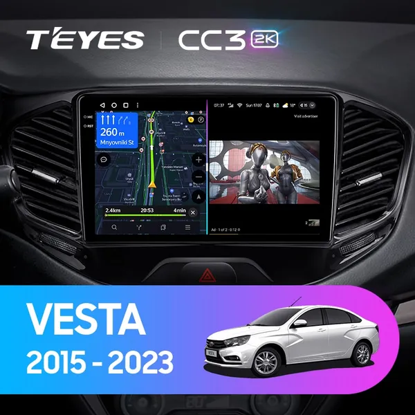 Штатная магнитола Teyes CC3 2k 6+128 Gb LADA Vesta Cross Sport 2015-2019