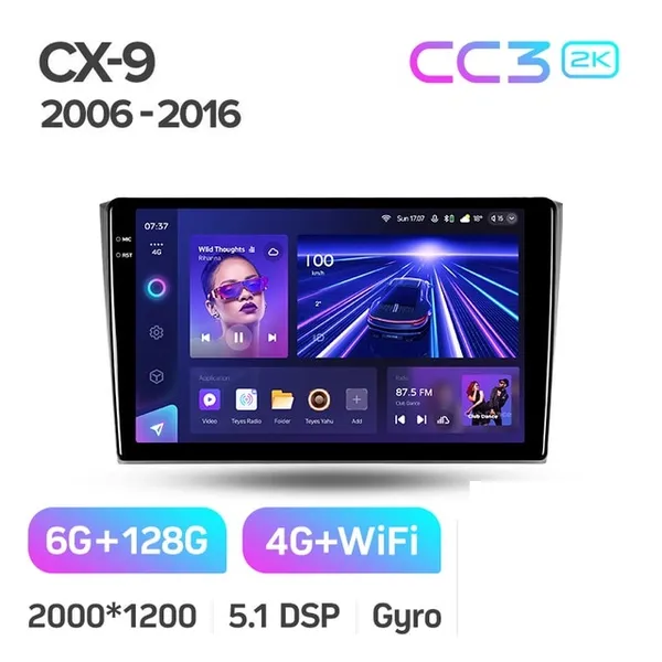 Штатная магнитола Teyes CC3 2k 6+128 Gb Mazda CX-9 TB 2006-2016 2