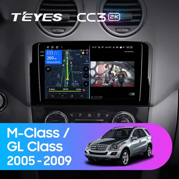 Штатна магнітола Teyes CC3 2k 6+128 Gb Mercedes-Benz ML GL ML350 GL320 X164 2005-2009