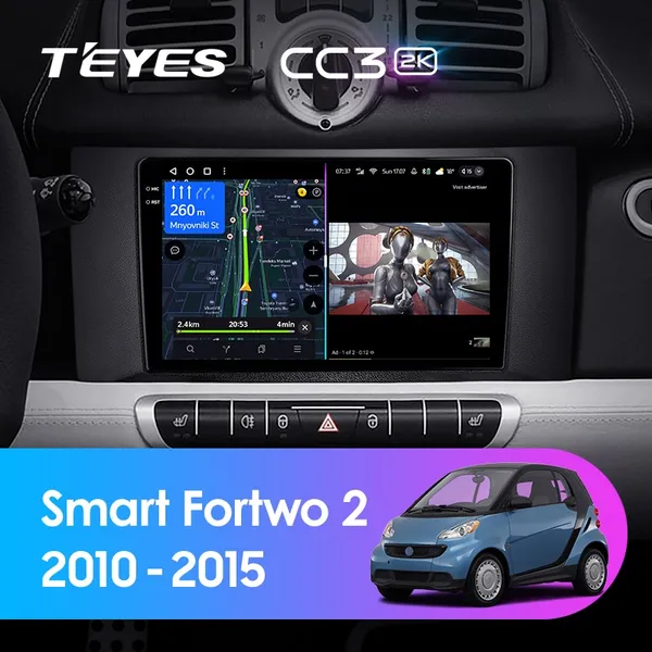 Штатна магнітола Teyes CC3 2k 6+128 Gb Mercedes-Benz Smart Fortwo 2 2010-2015