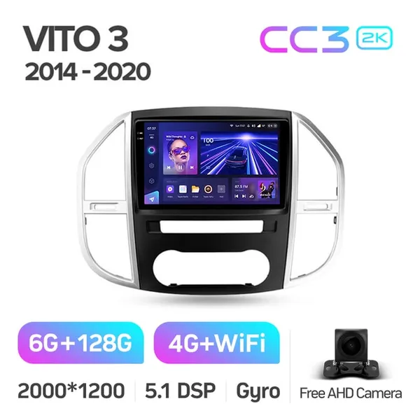 Штатна магнітола Teyes CC3 2k 6+128 Gb Mercedes-Benz Vito 3 W447 2014-2020 10" 2