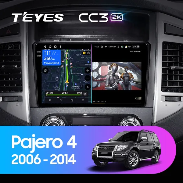 Штатная магнитола Teyes CC3 2k 6+128 Gb Mitsubishi Pajero 4 V80 V90 2006-2014 (B)