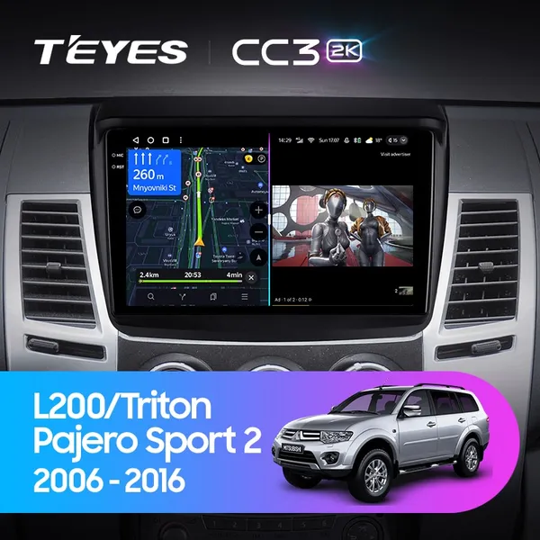 Штатна магнітола Teyes CC3 2k 6+128 Gb Mitsubishi Pajero Sport 2 L200 Triton 2008-2016