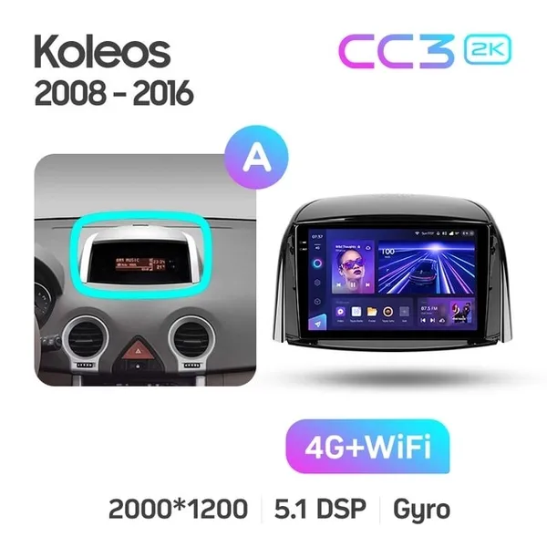Штатна магнітола Teyes CC3 2k 6+128 Gb Renault Koleos 2008-2016 (A) 2