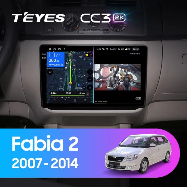 Штатная магнитола Teyes CC3 2k 6+128 Gb Skoda Fabia 2 2007-2014