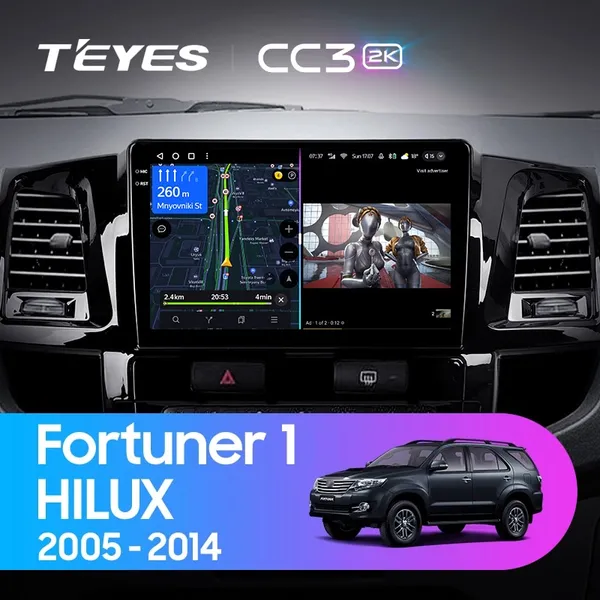 Штатная магнитола Teyes CC3 2k 6+128 Gb Toyota Fortuner 1 AN50 AN60 HILUX Revo Vigo 2008-2014 (A)