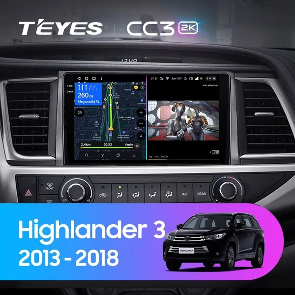 Штатна магнітола Teyes CC3 2k 6+128 Gb Toyota Highlander 3 XU50 2013-2018 (B) 10"