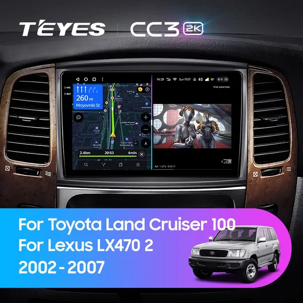 Штатная магнитола Teyes CC3 2k 6+128 Gb Toyota Land Cruiser LC 100-A 2002-2007 (C)