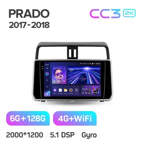 Штатна магнітола Teyes CC3 2k 6+128 Gb Toyota Land Cruiser Prado 150 2017-2018 10" 2