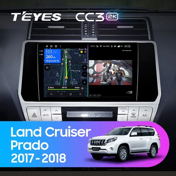 Штатна магнітола Teyes CC3 2k 6+128 Gb Toyota Land Cruiser Prado 150 2017-2018 10"