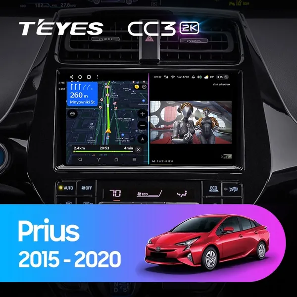 Штатна магнітола Teyes CC3 2k 6+128 Gb Toyota Prius XW50 2015-2020