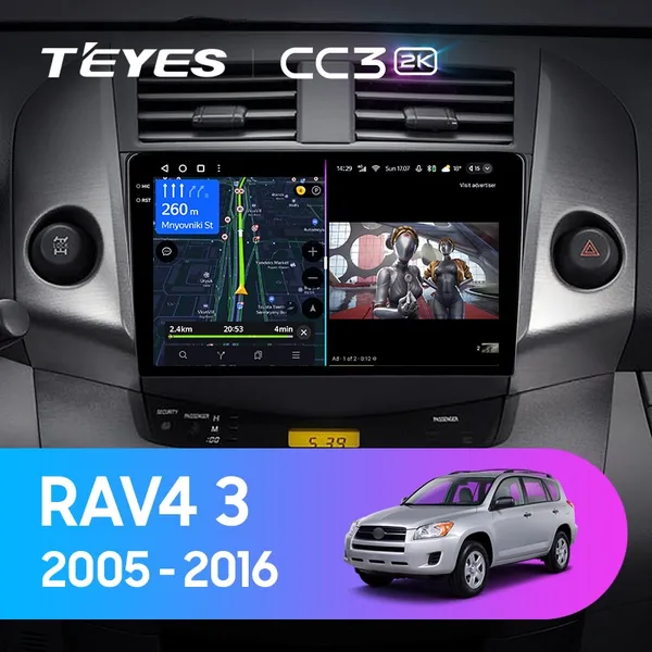 Штатная магнитола Teyes CC3 2k 6+128 Gb Toyota RAV4 3 XA30 2005-2016