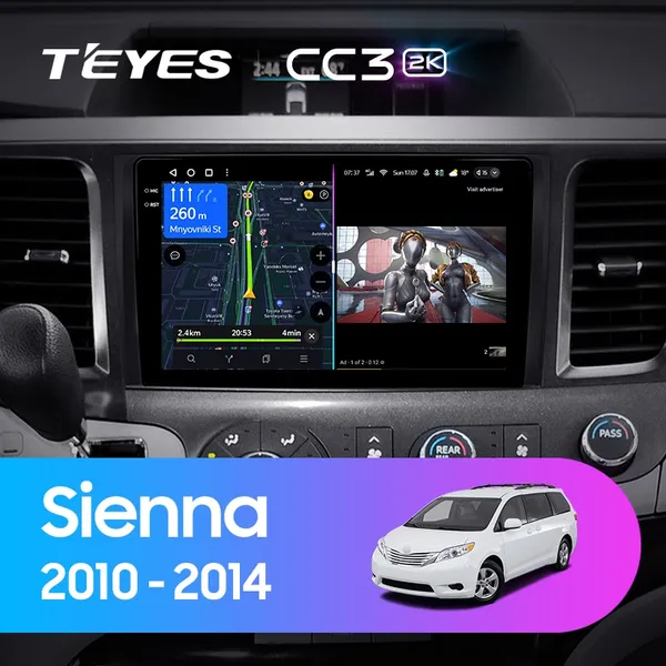 Штатная магнитола Teyes CC3 2k 6+128 Gb Toyota Sienna 3 XL30 2010-2014 (B)