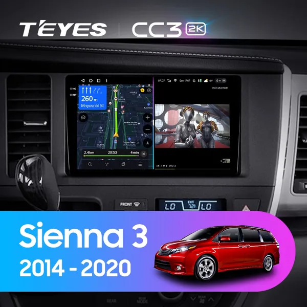 Штатная магнитола Teyes CC3 2k 6+128 Gb Toyota Sienna 3 XL30 2014-2020