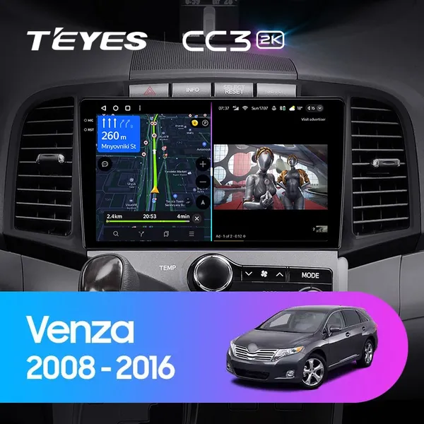 Штатная магнитола Teyes CC3 2k 6+128 Gb Toyota Venza 2008-2016