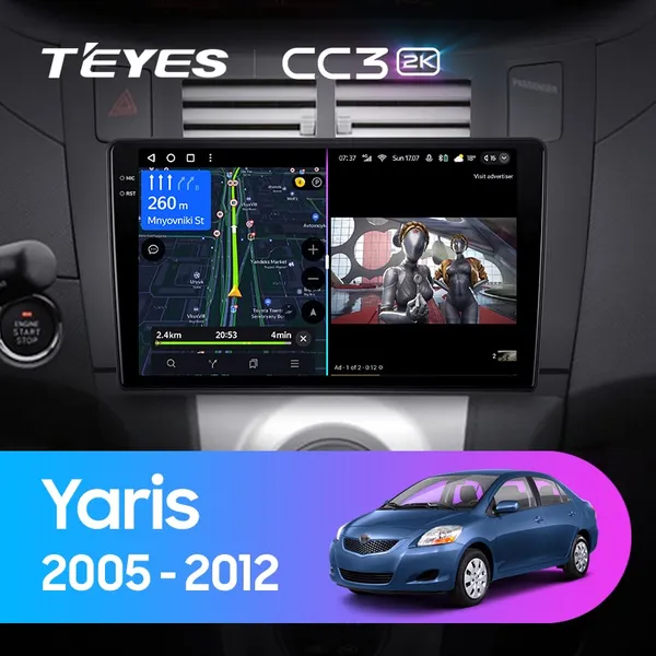 Штатная магнитола Teyes CC3 2k 6+128 Gb Toyota Yaris XP90 2005-2012