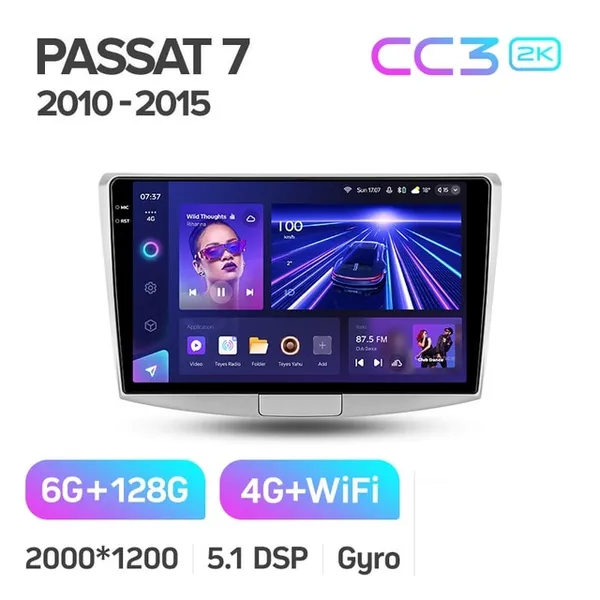 Штатна магнітола Teyes CC3 2k 6+128 Gb Volkswagen Passat 7 B7 2010-2015 10" 2