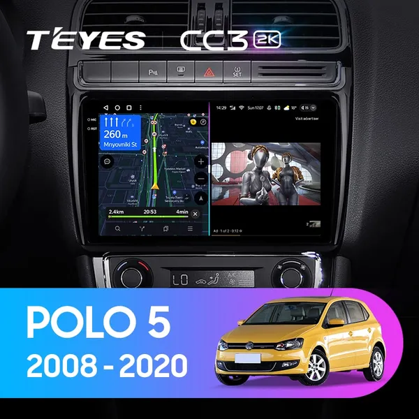 Штатна магнітола Teyes CC3 2k 6+128 Gb Volkswagen POLO 5 2008-2020