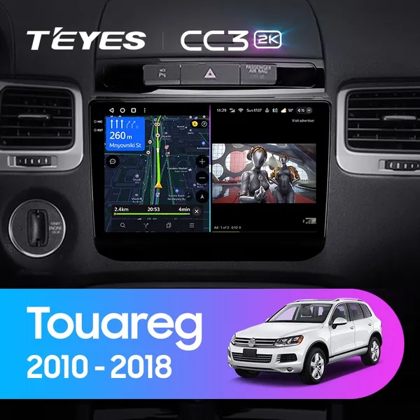 Штатна магнітола Teyes CC3 2k 6+128 Gb Volkswagen Touareg FL NF 2010-2018