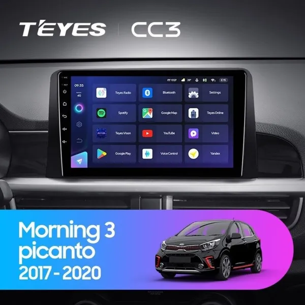 Штатна магнітола Teyes CC3 4+64 Gb Kia Morning 3 Picanto (1 Din) 2017-2020