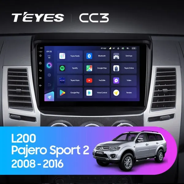Штатна магнітола Teyes CC3 4+64 Gb Mitsubishi Pajero Sport 2 L200 Triton 2008-2016